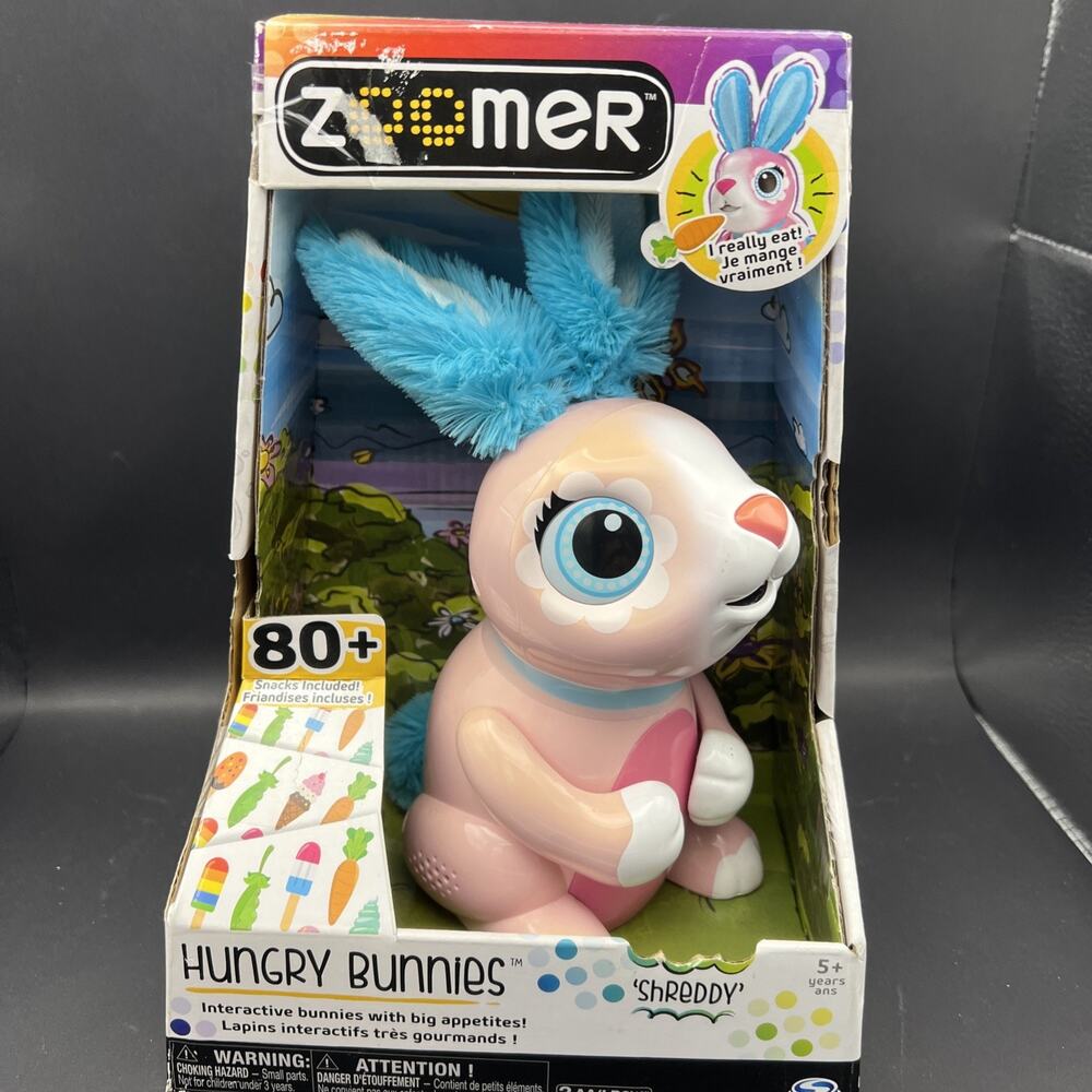 Spin Master Zoomer Hungry Bunnies Chewy Interactive Rabbit Bunny Robotic Pink